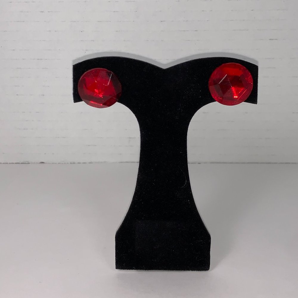 Round Red Costume Post Earrings